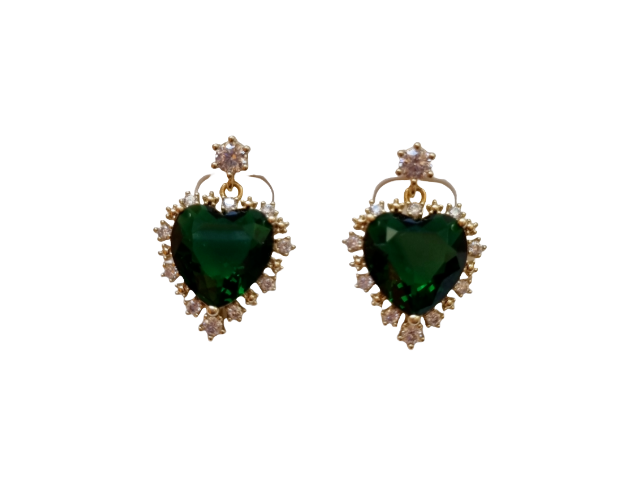 Aretes Corazon esmeralda